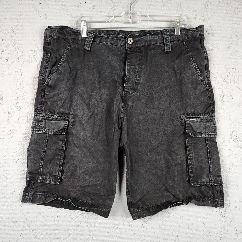 Bench Cargo Shorts Mens 36 Black Utility Pockets Summer Hiking Grunge Button Fly